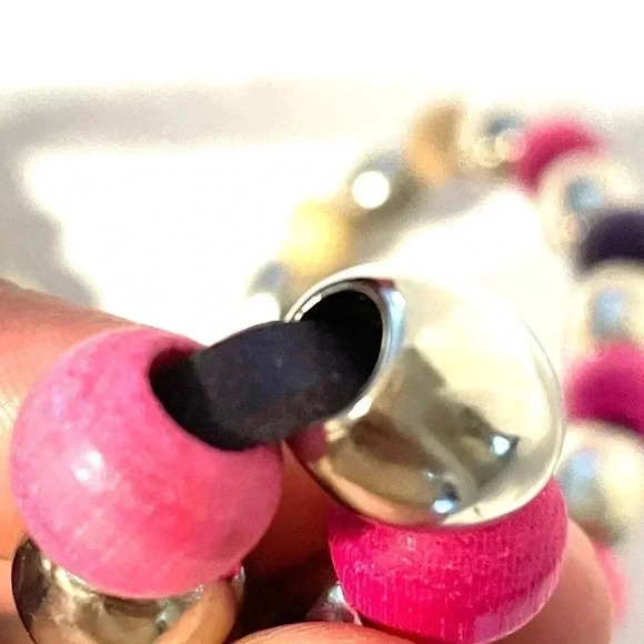 Womens Genuine Leather Wooden Beaded Belt Western Buckle Size Small/Medium - Picture 6 of 10